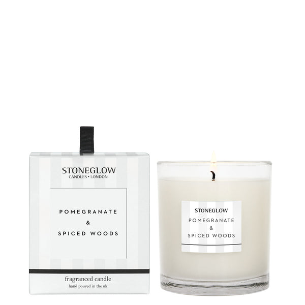 stoneglow Modern Classics - Pomegranate & Spiced Woods - Scented Candle - Boxed Tumbler