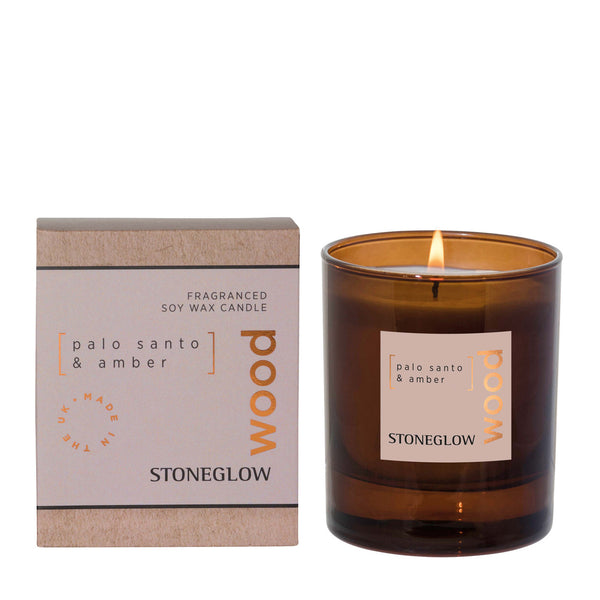 Stoneglow - Wood - Palo Santo & Amber - Scented Candle - Boxed Tumbler